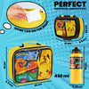 Pokemon Insulated Lunch Bag with Lunch Box Water Bottle Set for Kids 3 Piece School Snack Bag Pikachu Gifts for Kids (Yellow)