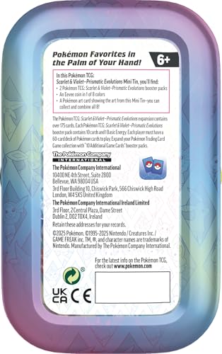 Pokémon TCG: Scarlet & Violet—Prismatic Evolutions Mini Tin – Leafeon (2 Booster Packs & 1 Coin)