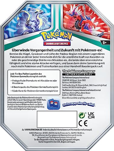 Pokémon - Trading Card Game: Tin-Box Paldea Legends - Koraidon (1 Holographic Card & 4 Booster Packs)
