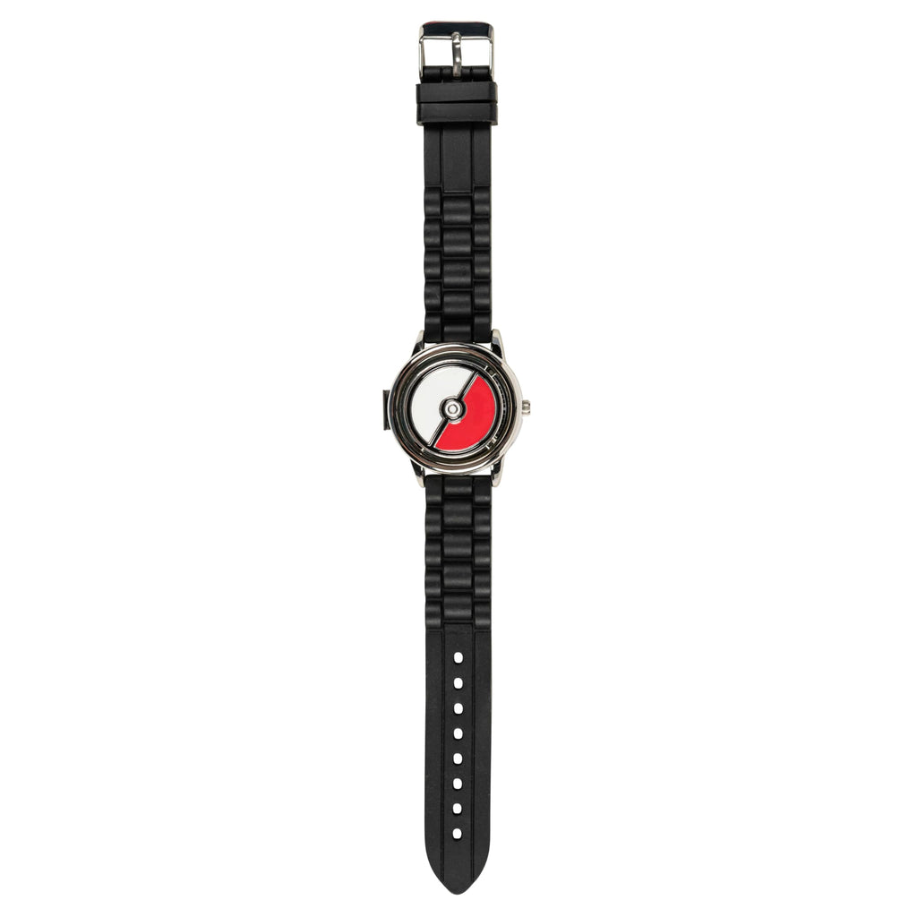 Pokémon Spinner Top Analog Watch for Kids – Features Iconic Poké Ball Spinner, Silver Metal Case, Comfortable Silicone Strap, and Pikachu Dial Art, Perfect for Pokémon Fans and Collectors
