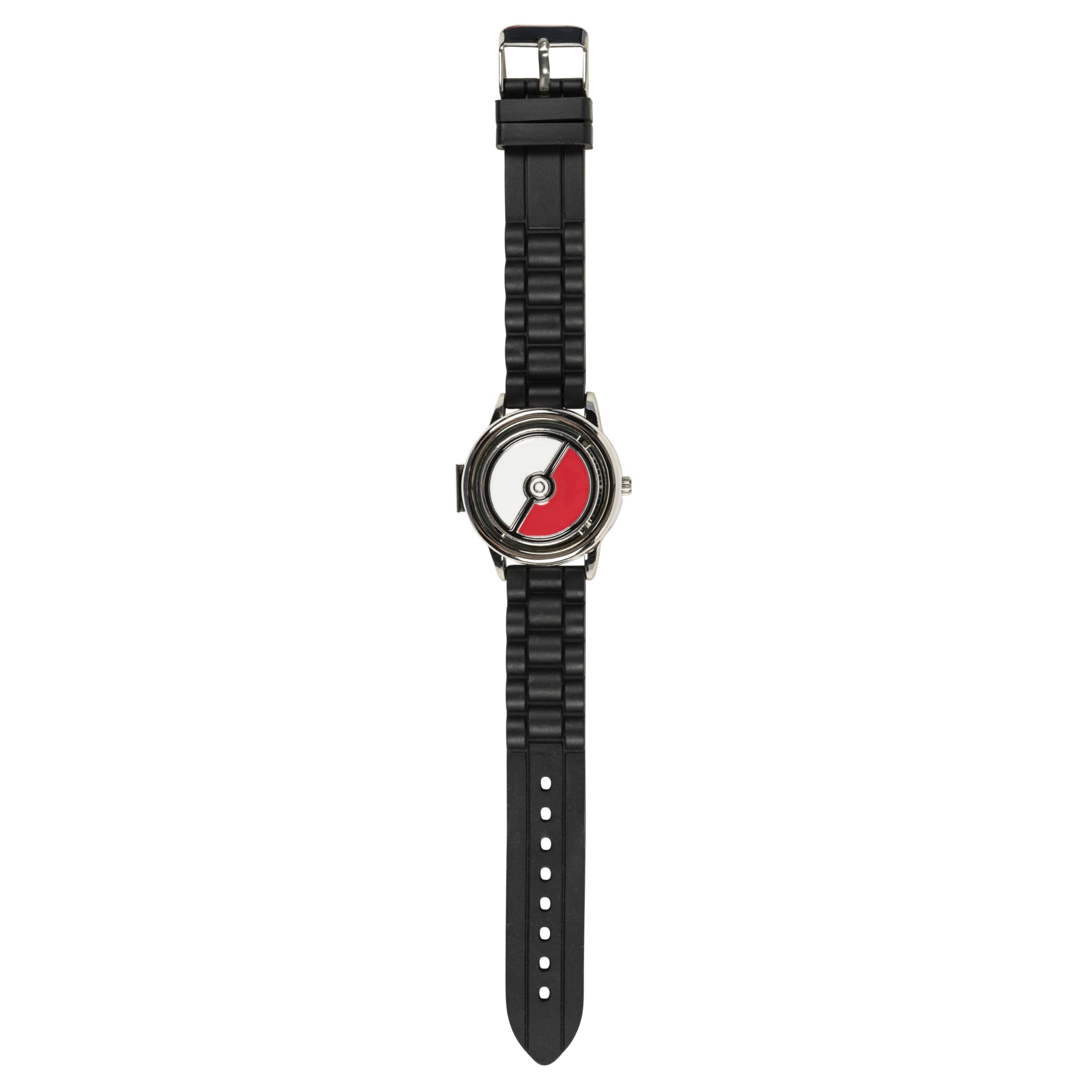 Pokémon Spinner Top Analog Watch for Kids – Features Iconic Poké Ball Spinner, Silver Metal Case, Comfortable Silicone Strap, and Pikachu Dial Art, Perfect for Pokémon Fans and Collectors