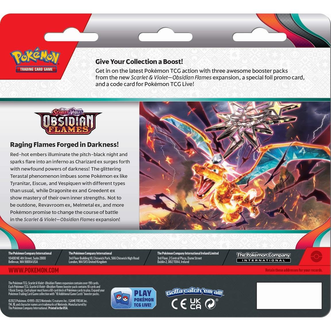 Pokemon TCG: Scarlet and Violet: Obsidian Flames: 3 Pack Booster Blister