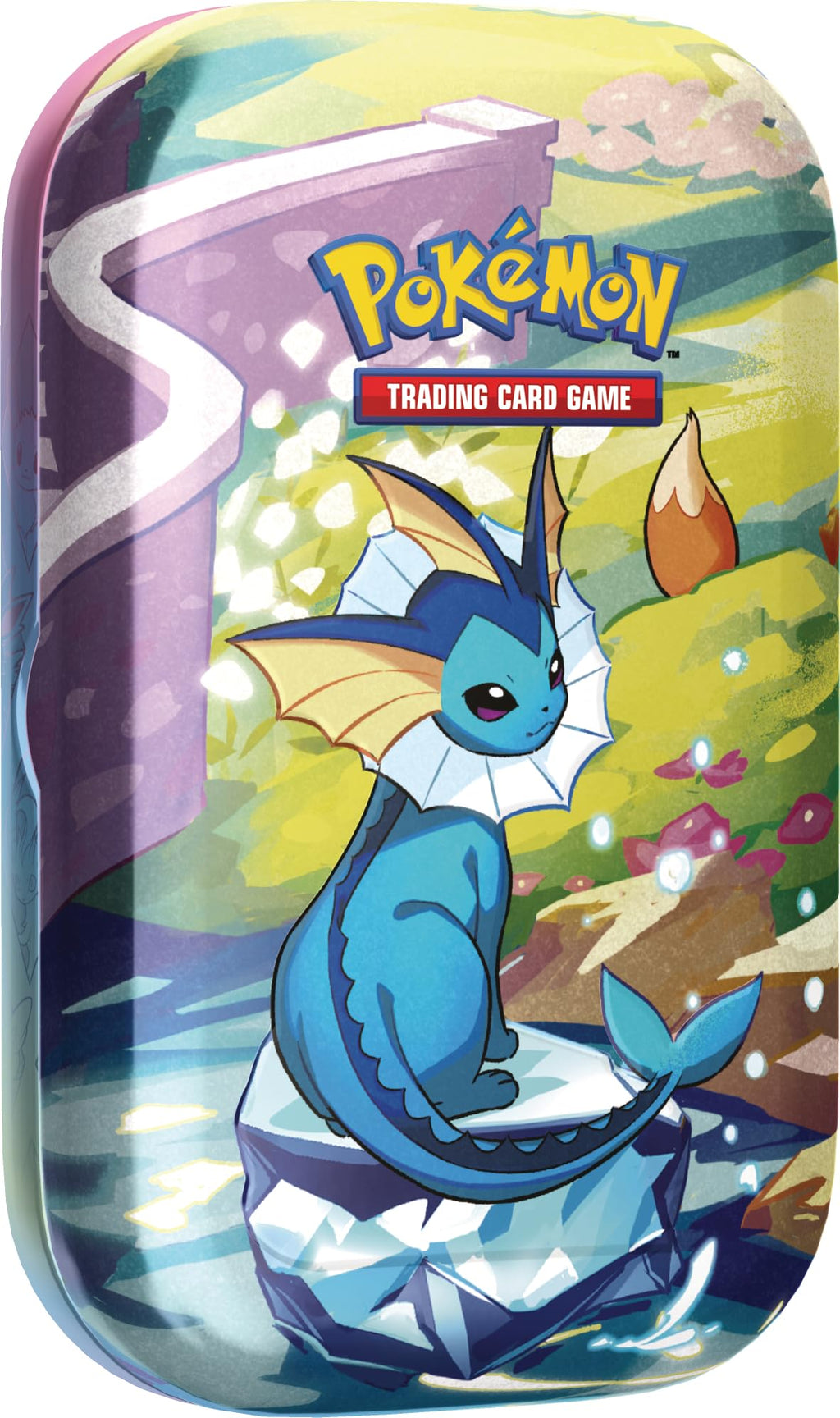 Pokemon TCG: Scarlet & Violet —Prismatic Evolutions Mini Tin - Vaporeon (2 Booster Packs & 1 Coin)