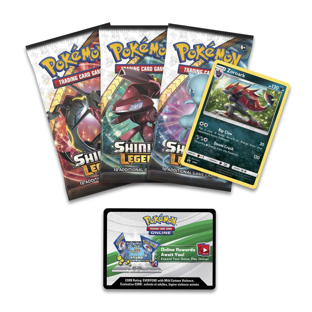 Pokemon TCG: Shining Legends Pin Collection – Zoroark, Premium Collectible Trading Card Set, Includes 3 Booster Packs, 1 Ultra Rare Foil Promo Card, 1 Collectors Pin, Online Code Card