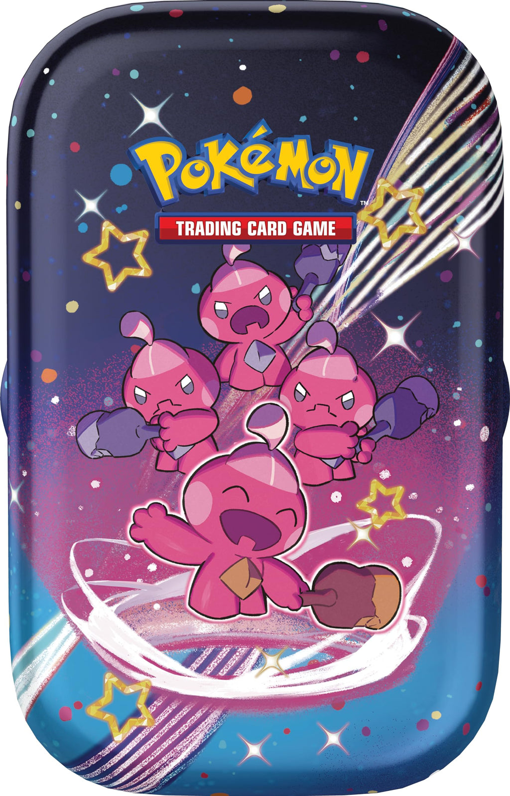 Pokémon TCG - Scarlet & Violet - Paldean Fates Mini Tin (Maushold/Smoliv/Tinkatink/Finizen/Flamigo - 1x Random, Black