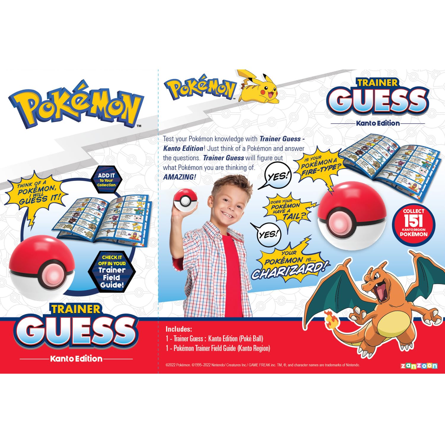 Pokemon Trainer Guess - Kanto - Electronic Guessing Game, Collect 151 Regional Pokemon, Field Guide, Talk to Your Light & Sound Poke Ball, Kids 6+ Brown Box Packaging