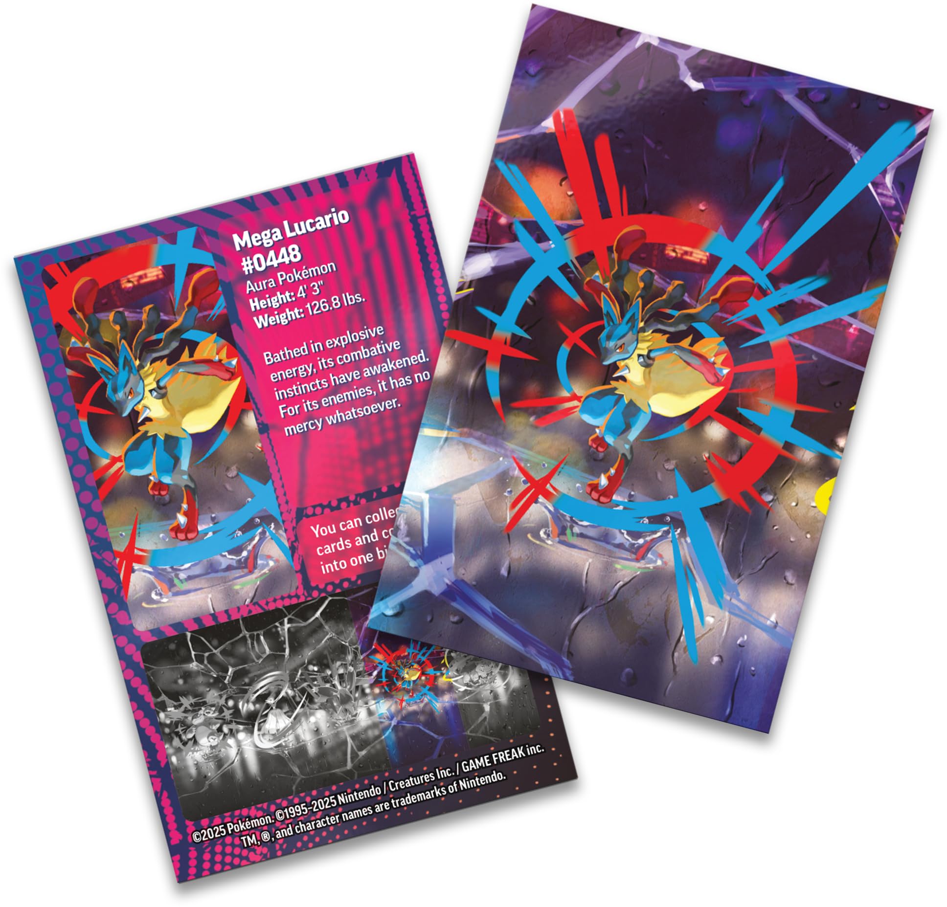 Pokémon TCG: Mega Heroes Mini Tin – Mega Lucario (1 Sticker, 1 Art Card & 2 Booster Packs)