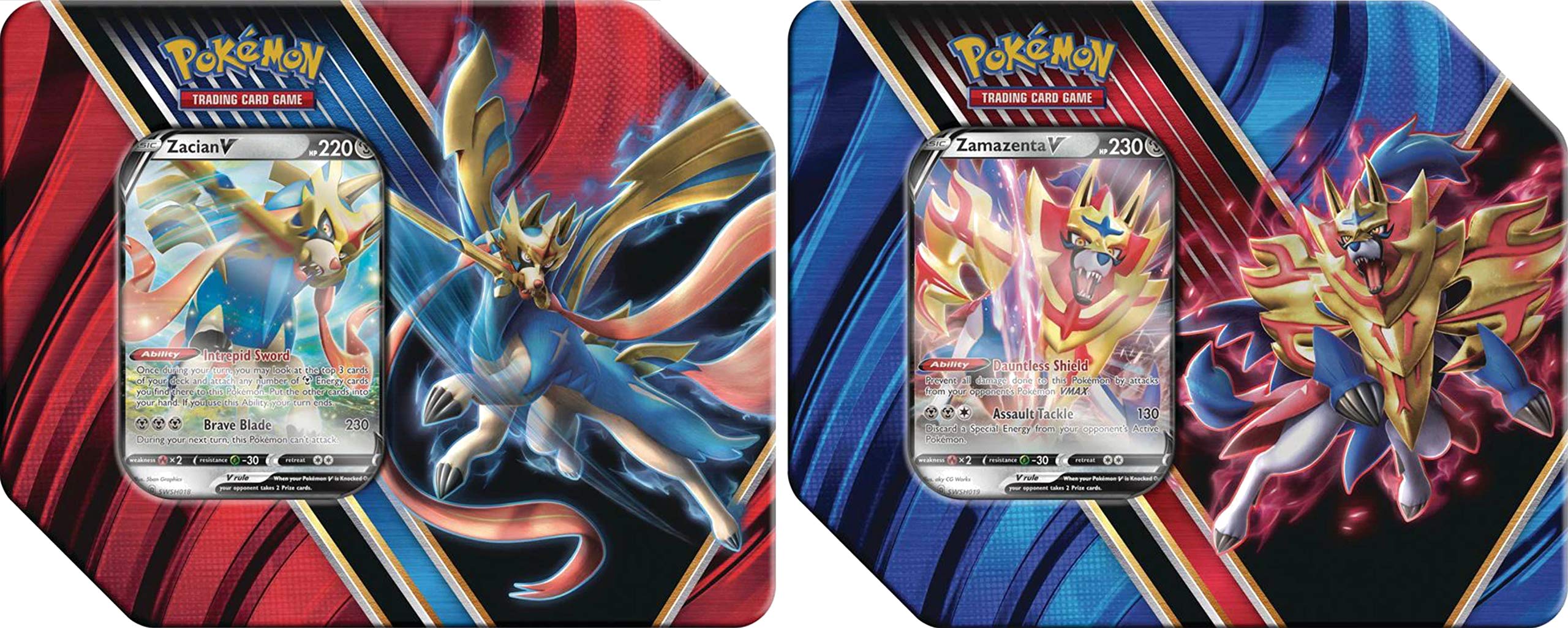 GET Both TINS Pokemon Legends of Galar Booster Packs Tin Sets Zacian V & Zamazenta V!