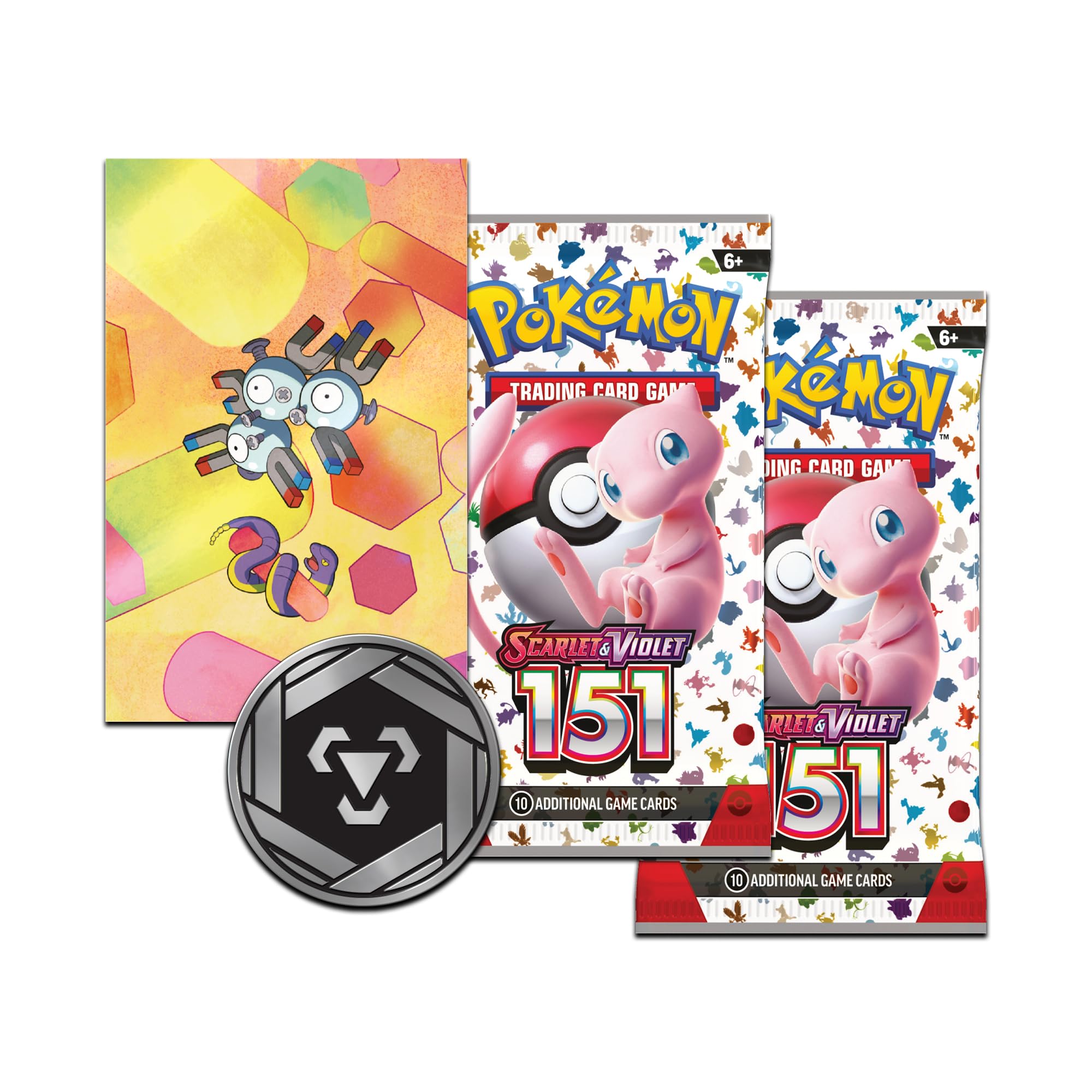Pokémon TCG: Scarlet & Violet—151 Mini Tin – Magneton (2 Booster Packs, 1 Coin & 1 Art Card)