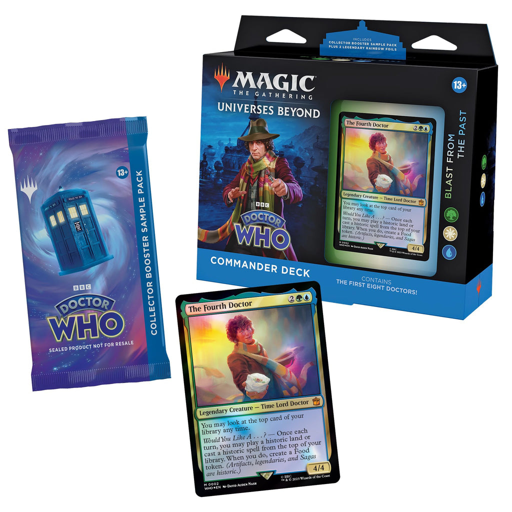 Magic The Gathering Doctor Who Commander Deck – Blast from The Past (100-Card Deck, 2-Card Collector Booster Sample Pack + Accessories)