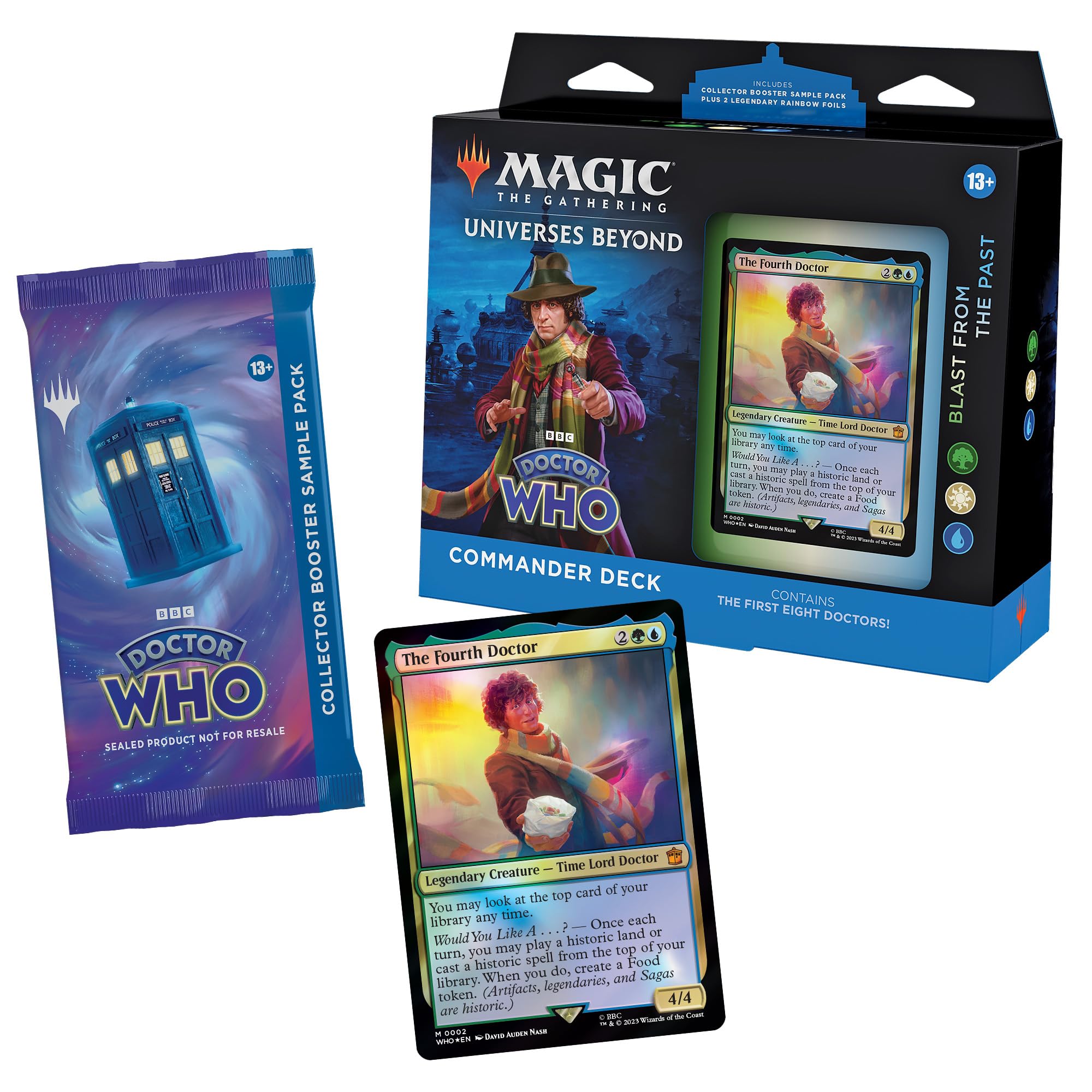 Magic The Gathering Doctor Who Commander Deck – Blast from The Past (100-Card Deck, 2-Card Collector Booster Sample Pack + Accessories)
