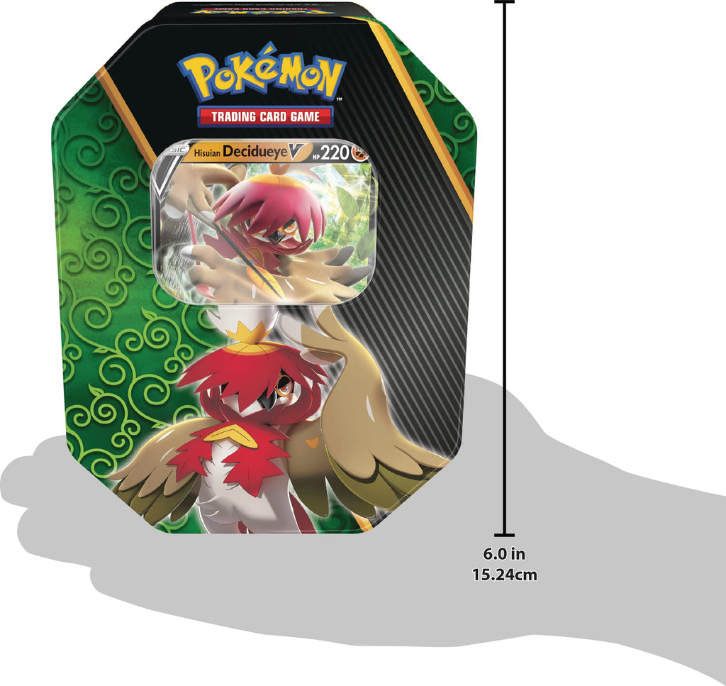 Pokémon TCG: Divergent Powers Tin – Hisuian Decidueye V (1 Foil Card & 4 Booster Packs)