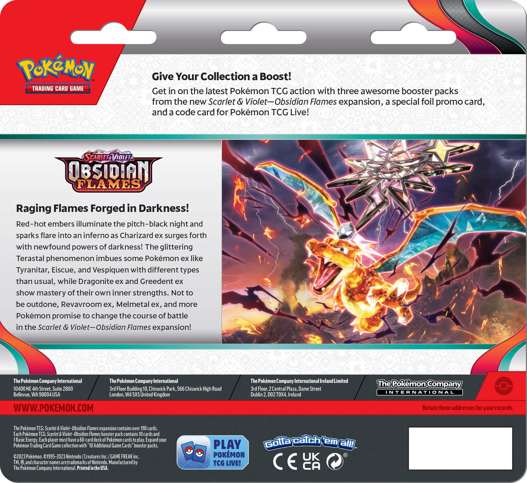 Pokemon TCG: Scarlet & Violet: SV03 Obsidian Flames: 3 Pack Booster Blister - Houndstone